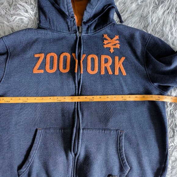 EUC - Men's Vintage Zoo York Embroidered Logo Zip Hoodie - Blue/Orange - Picture 4 of 7
